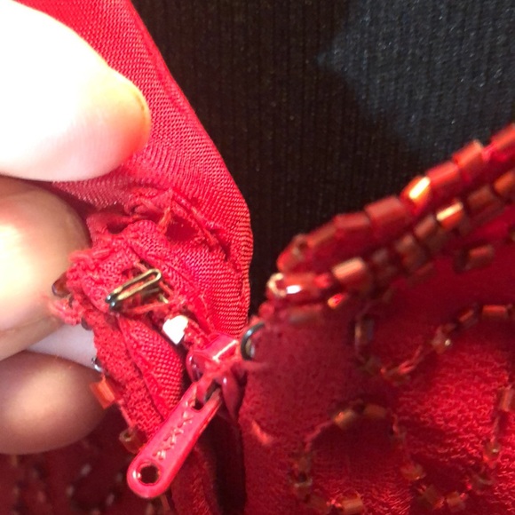 Beautiful Red Beaded Dress - Picture 6 of 12
